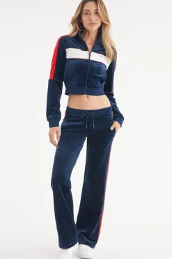 Cropped Colorblock Velour Treningsjakke