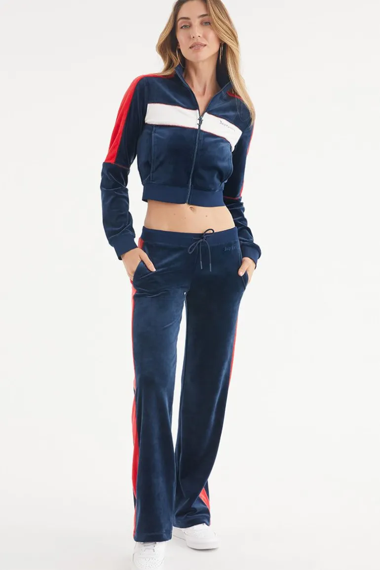 Cropped Colorblock Velour Treningsjakke