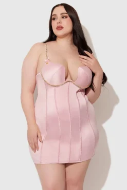 Frederick'S X Juicy Satin & Rhinestone Heart Back Chemise