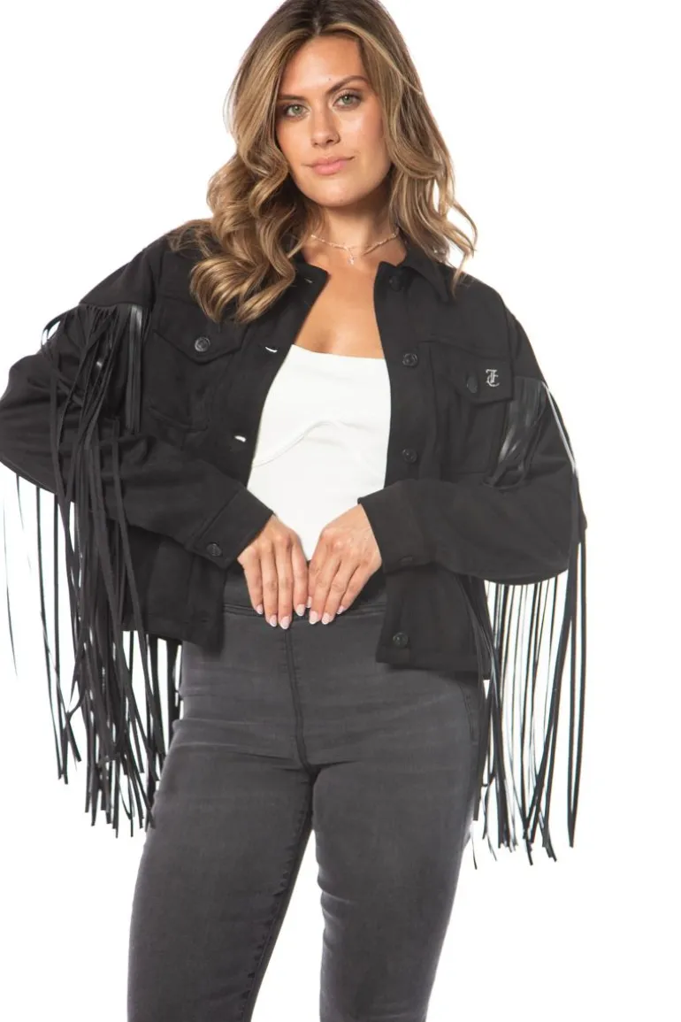 Fringe Trucker-Jakke I Imitert Skinn