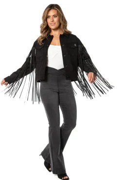 Fringe Trucker-Jakke I Imitert Skinn