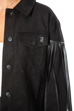 Fringe Trucker-Jakke I Imitert Skinn