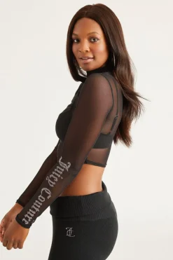 Liten Bling Mesh Mockneck Topp