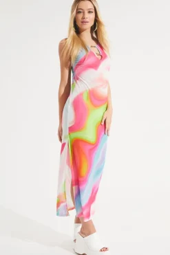 Mesh Swirl Maxikjole