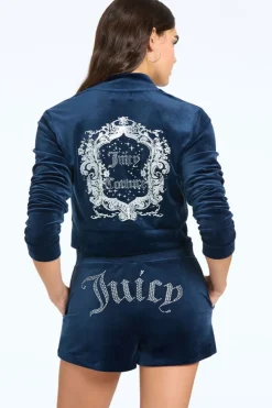 Monogram Cropped Velour Bomberjakke