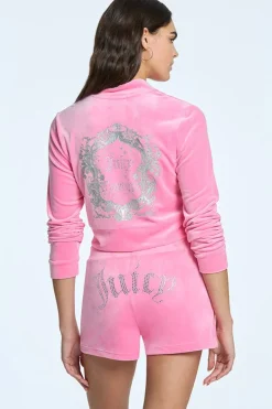 Monogram Cropped Velour Bomberjakke