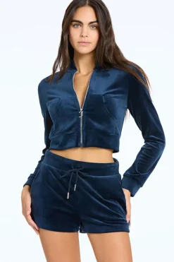 Monogram Cropped Velour Bomberjakke