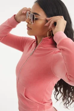 Ombre Bling Cotton Velour Mockneck Treningsjakke
