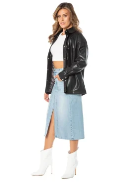 Oversized Faux Skinn-Shacket