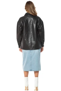 Oversized Faux Skinn-Shacket