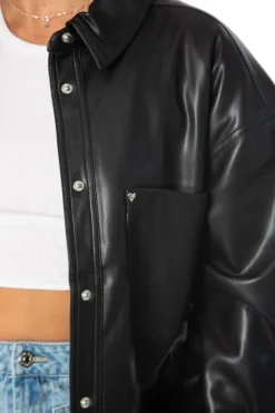 Oversized Faux Skinn-Shacket