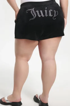Plus-Size Big Bling Velour Shorts