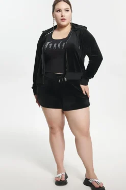 Plus-Size Big Bling Velour Shorts