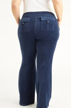 Plus-Size Hollywood Scottie Snap Pocket Treningsbukser I Bomull Og Velour