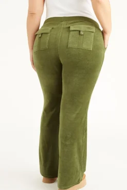 Plus-Size Hollywood Snap Pocket Treningsbukser I Bomull Og Velour