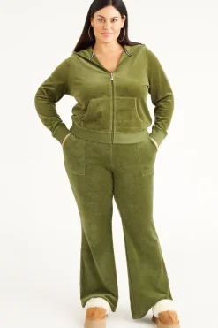 Plus-Size Hollywood Snap Pocket Treningsbukser I Bomull Og Velour