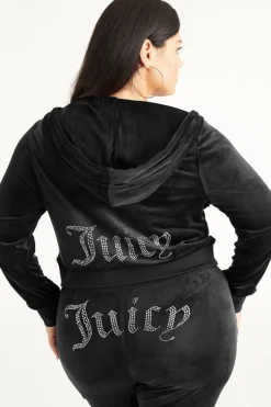 Plus-Size Og Big Bling Velour Hettegenser