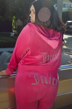 Plus-Size Og Big Bling Velour Hettegenser