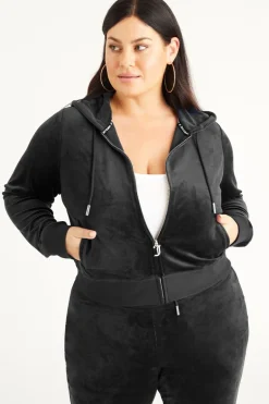 Plus-Size Og Big Bling Velour Hettegenser