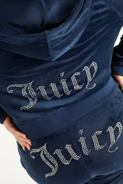 Plus-Size Og Big Bling Velour Hettegenser
