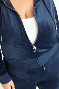 Plus-Size Og Big Bling Velour Hettegenser