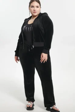 Plus-Size Ombre Big Bling Velour Treningsbukser
