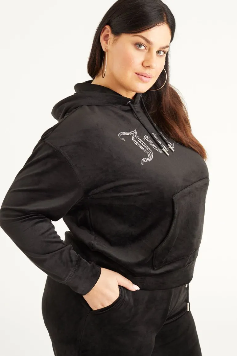 Plus-Size Oversized Bling Big Velour Hettegenser