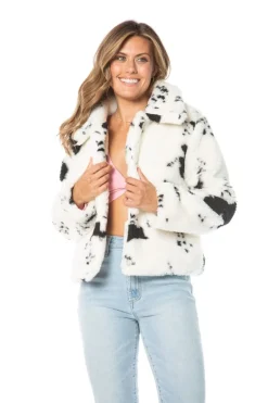 Spotted Faux Sherpa-Jakke