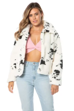 Spotted Faux Sherpa-Jakke